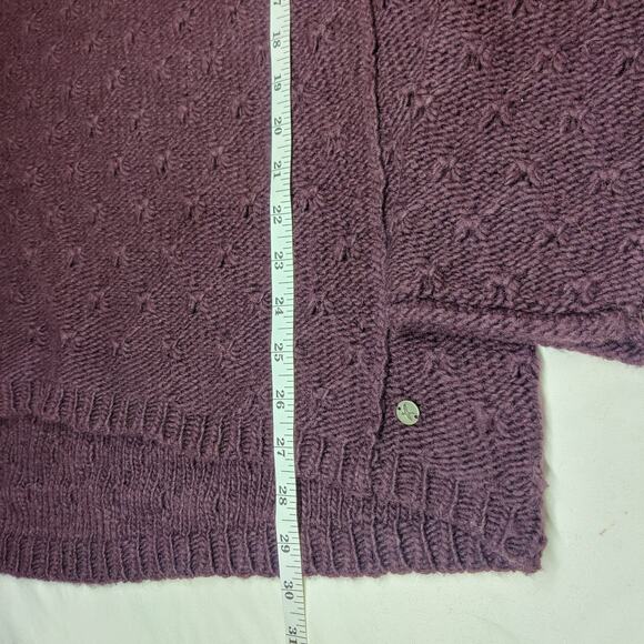 Eddie Bauer Women's Lambswool Camel Pointelle Knit Tunic Sweater Large Purple - Picture 10 of 10